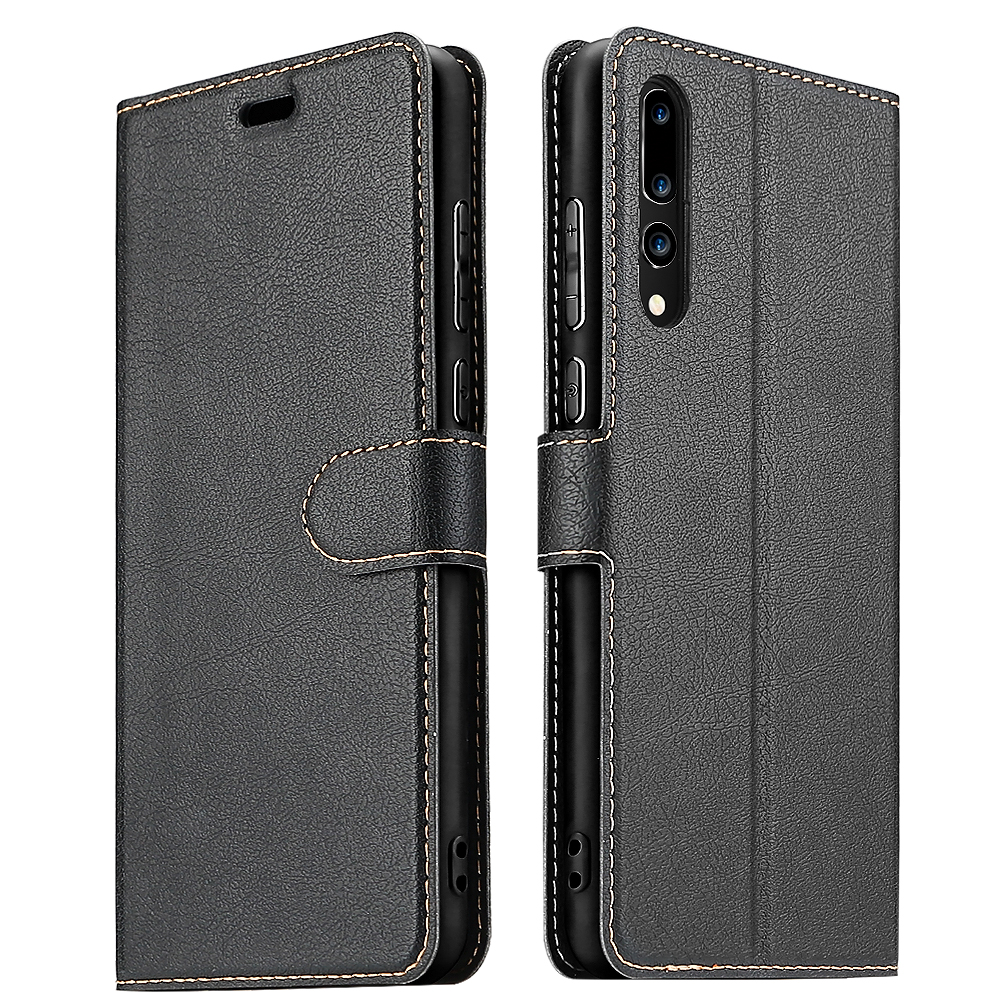 ELESNOW Case Compatible with Huawei P20 Pro, High-grade Leather Flip Wallet Phone Case Cover for Huawei P20 Pro (Black)